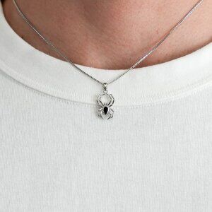 y2k gothic silver spider pendant necklace